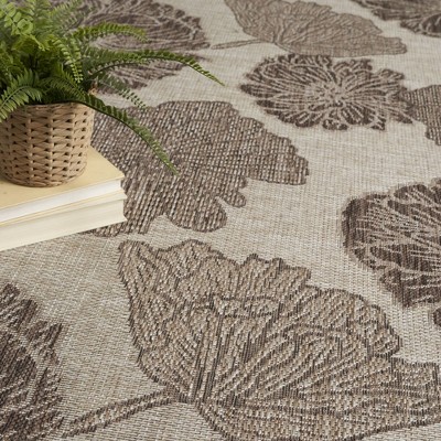 Natural Floral Flatweave Synthetic Indoor Outdoor Rug 8' x 10'