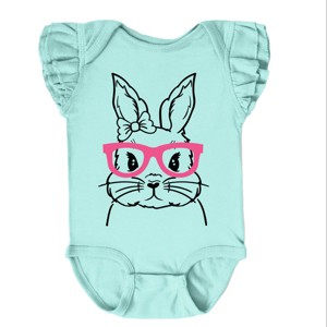 The Juniper Shop Bunny Face With Pink Glasses Flutter Sleeve Bodysuit - 1 of 4