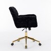 Office Chair Faux Fur Upholstered Adjustable Swivel Chair with Armrests for Home Office or Vanity-3irtyhousy - 3 of 4