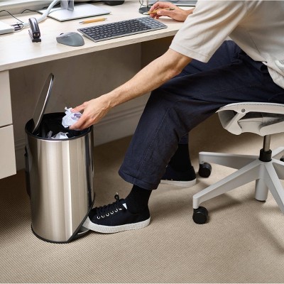 Stainless Steel 10L Slimline Pedal Trash Can with Soft-Close Lid