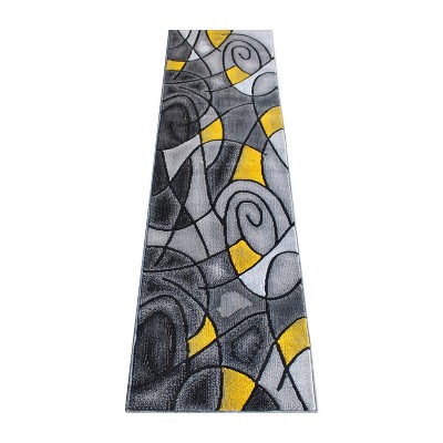Emma and Oliver Contemporary Abstract Geometric Olefin Accent Rug in Gradient Shades with Natural Jute Backing