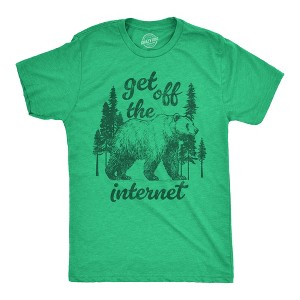 Mens Funny T Shirts Get Off The Internet Sarcastic Nature Lovers Novelty Tee For Men - Crazy Dog Men's T Shirt - 1 of 4