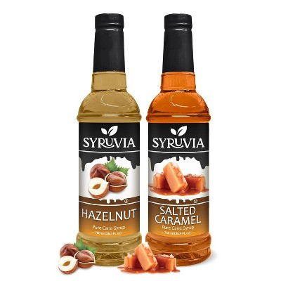 Syruvia Coffee Flavors Variety Pack: Hazelnut & Salted Caramel 25.4 fl oz Syrup