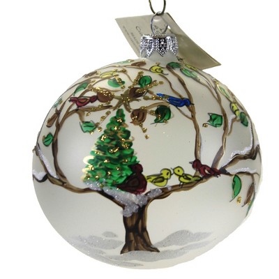 Christina's World 3.75" Christmas In A Tree Ornament Blue Bird Cardinal Red  -  Tree Ornaments