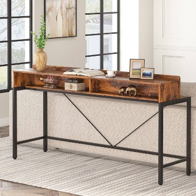Hommoo 70.9" Console Table with Open Shelves Brown
