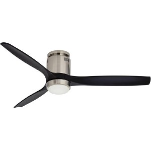 Casa Vieja 52" Windspun Modern Indoor Ceiling Fan 3 Blade LED Light Remote Control Brushed Nickel Finish Bedroom Living Room Hugger DC Motor - 1 of 4