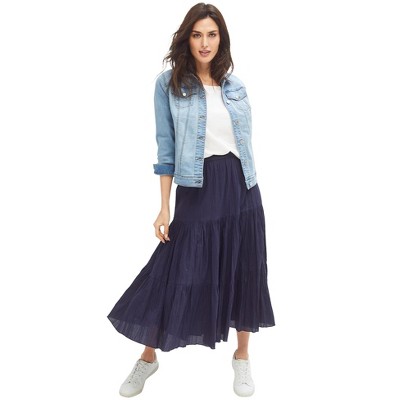 ellos Plus Size Tiered Crinkle Skirt