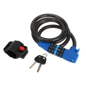 Unique Bargains Extended Bicycle Padlock Cable Lock Resettable 5 Digit Bike Lock Blue Black - 1 of 4