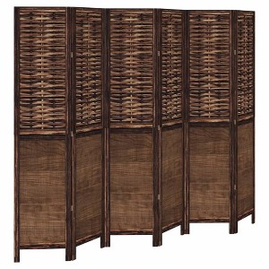 vidaXL Room Divider 6 Panels Dark Brown Solid Wood Paulownia - 1 of 4