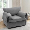 Comfortable Swivel Accent Armchair Oversized Upholstered Single Sofa With Side Pockets Teddy Swivel Arm Chair For Living Room,Bedroom-Cuddlewood - 3 of 4