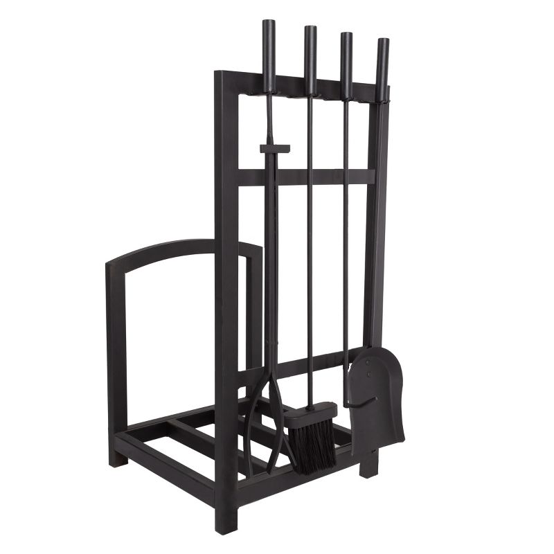 Hastings Home Fireplace Tool Set and Rack, Black, 3 of 8