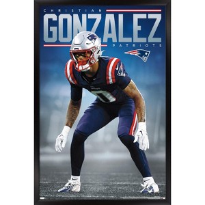 Trends International NFL New England Patriots - Christian Gonzalez 24 Framed Wall Poster Prints - 1 of 4