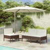 vidaXL Weather-Resistant Patio Chairs – Outdoor Furniture in Brown with Cream White Cushions – Pack of 3 – Sturdy Steel and Poly Rattan - 2 of 4