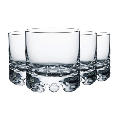 Orrefors Erik Double Old Fashioned Glasses (Set of 4) - 12 Fl. Oz., Minimalistic Glasses with Heavy Base - Dishwasher Safe