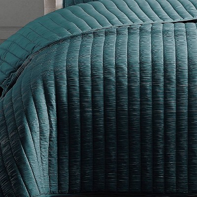 Teal Reversible Full Quilt Set with Shams
