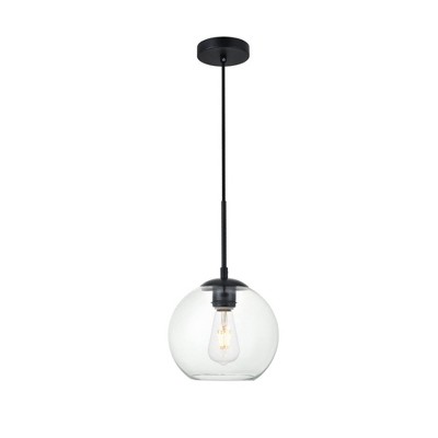 Elegant Lighting Baxter 1 Light Black Pendant With Clear Glass