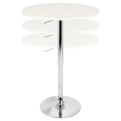 27.5" Scandinavian Contemporary Round Bar Table with Chrome Base - White