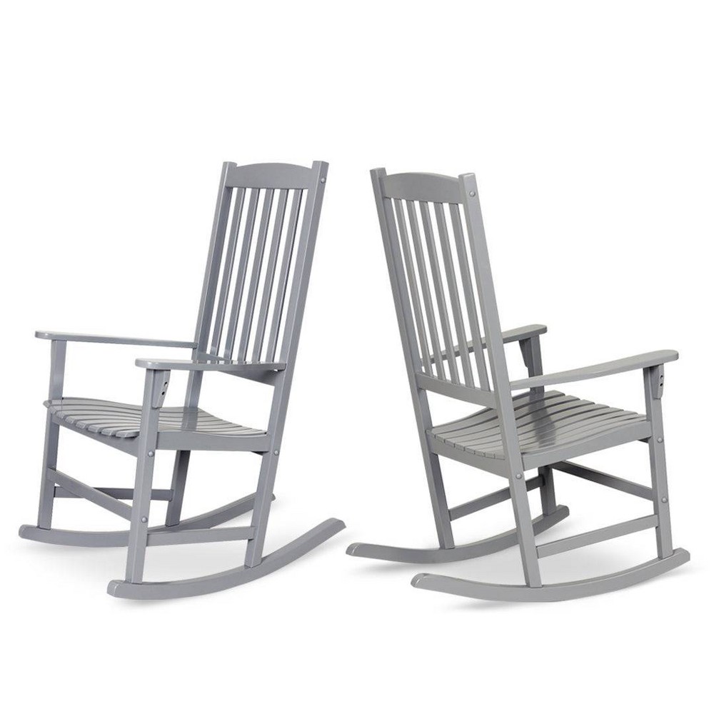 Photos - Garden Furniture Alston 2pk Wood Porch Rocking Chairs: Weather-Resistant, Mahogany Frame, P