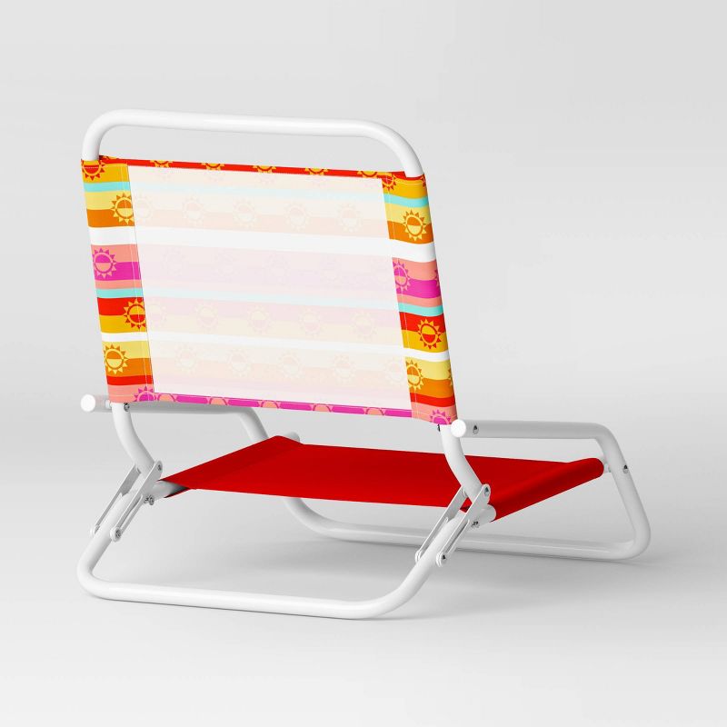 Recycled Fabric Outdoor Portable Beach Chair Sun Belt Stripe Coral Red - Sun Squad&#8482;, 4 of 5