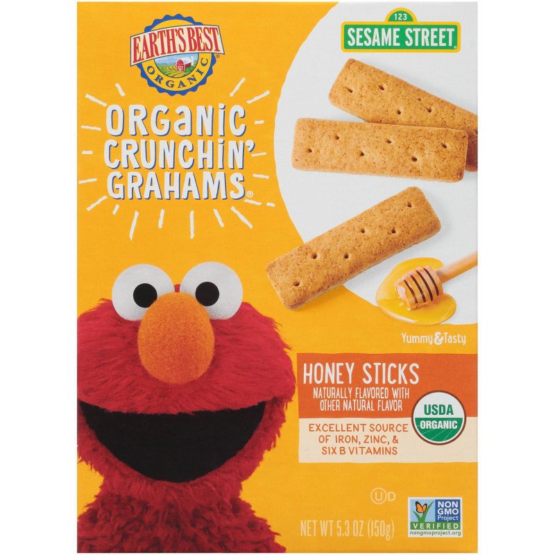 Earth&#39;s Best Crunchin&#39; Grahams Honey Sticks Baby Snacks - 5.3oz, 1 of 5