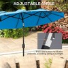 Double-sided Patio Umbrella, 9.5' Outdoor Umbrella with Push Button Tilt and Crank, 3 Air Vents and 12 Ribs, Cyan Blue - 4 of 4