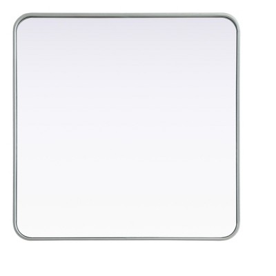 Elegant Lighting Contour Metal Square Mirror 30x30 in Silver