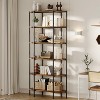 Homhougo 6 Tier Bookshelf, Tall Bookcase, Oval Vintage Bookshelf Industrial Wood and Black Metal Bookshelves Display Shelf Storage, Brown - 3 of 4