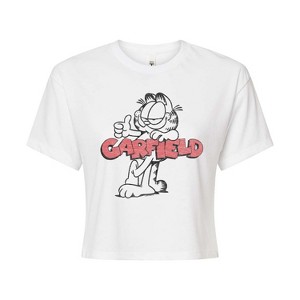 Women's - Garfield - Garfield Logo Thumbs Up Cropped Graphic T-Shirt - 1 of 4