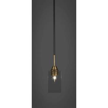 Toltec Lighting Paramount 1 - Light Pendant in  Matte Black/Brass with 4" Square Clear Bubble Shade