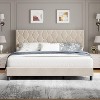 Homhougo Twin Size Platform Bed Frame with Upholstered Headboard and Wooden Slats Support Upholstered Mattress Foundation/No Box Spring - 2 of 4