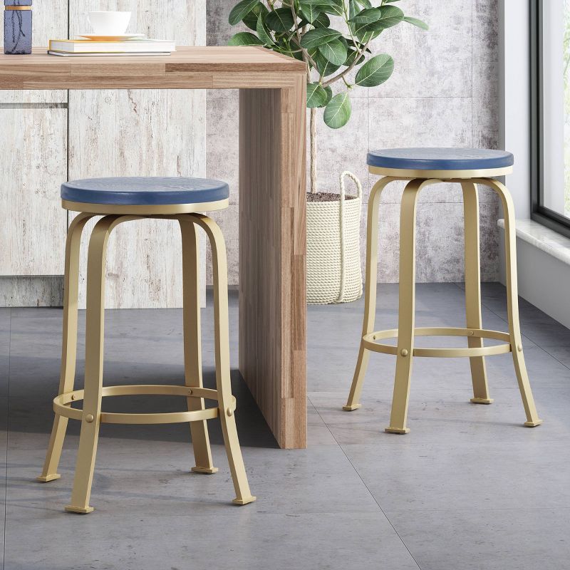 Set of 2 Skyla Modern Industrial Swivel Counter Height Barstool - Christopher Knight Home, 3 of 8