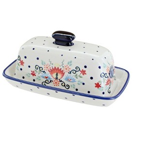 Blue Rose Polish Pottery M074 Manufaktura Butter DIsh - 1 of 2