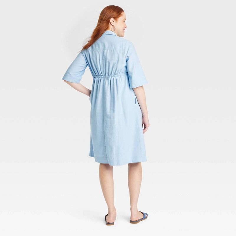 Elbow Sleeve Midi Maternity Linen Shirtdress - Isabel Maternity by Ingrid & Isabel™, 2 of 4