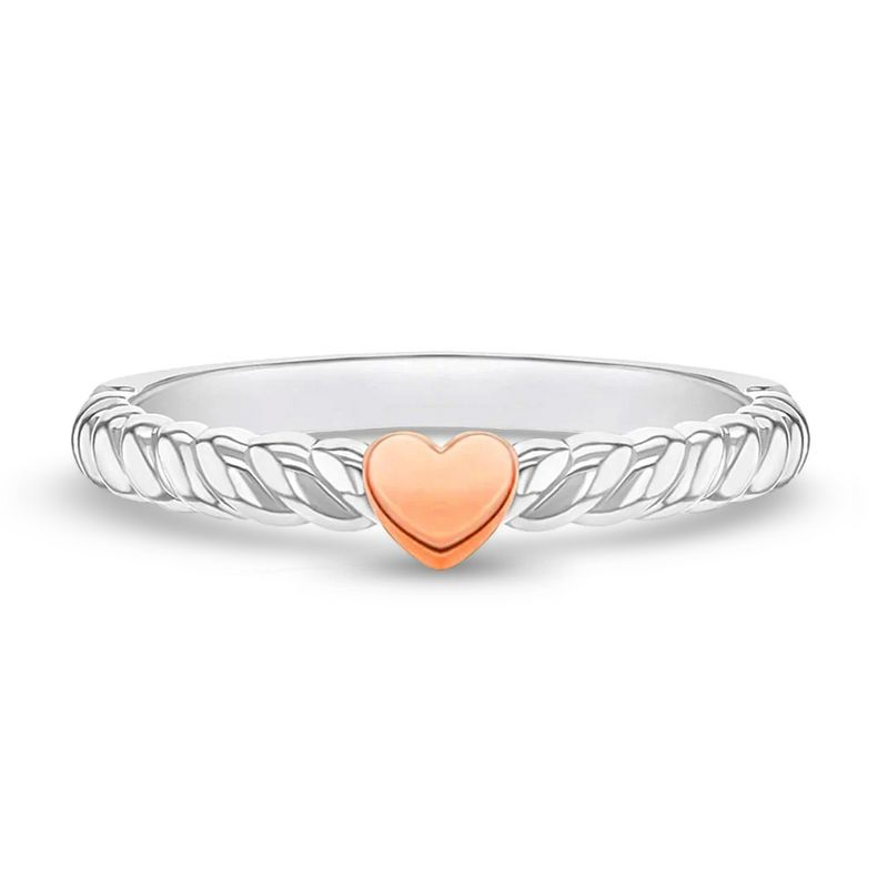 Girl's Two Tone Heart Sterling Silver Ring - In Season Jewelry, 1 of 5
