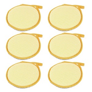 LOLA Round N' Round Wonder Non-Scratch Scouring Pad, Metallic pn One Side, Nylon Net Sponge On Other Side, Hang Hole, Assorted Colors, 6 Pack - 1 of 4