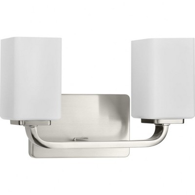 Progress Lighting Cowan 2-Light Wall Light in Brushed Nickel with Etched Opal Glass Shade