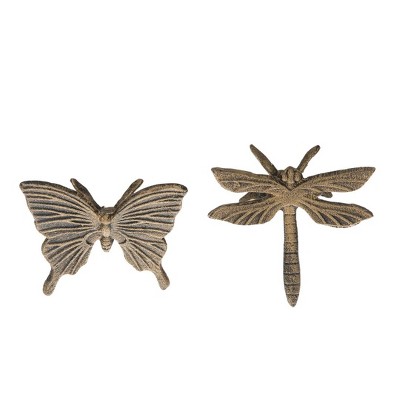 Brass Butterfly and Dragonfly Spring Figurine Set