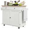 HOMCOM Rolling Kitchen Island with Storage Drawer, Wood Breakfast Bar Kitchen Island Cart 2 Doors, Spice Rack, Towel Racks and 2 Hooks - 4 of 4