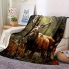 Lomsoe Art Forest Elk Deer Print Flannel Blanket - All Seasons Soft and Warm Throw Blanket for Bed, Napping, Camping, Travel, Office - 4 of 4