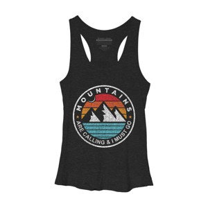 Women's Design By Humans Mountains Are Calling, I Must Go By DragonTee Racerback Tank Top - 1 of 2