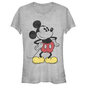 Juniors Womens Mickey & Friends Classic Mickey Distressed T-Shirt - 1 of 4