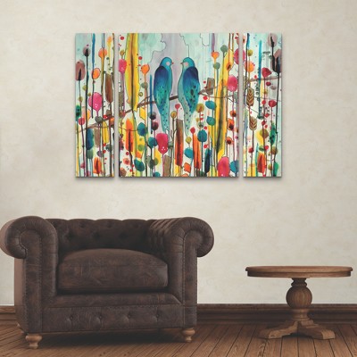 Sylvie Demers Colorful Blue Birds on Canvas Art Set