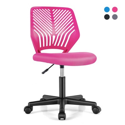 Costway Height-adjustable Ergonomic Kids Desk Chair with Universal Casters Working Chair Pink