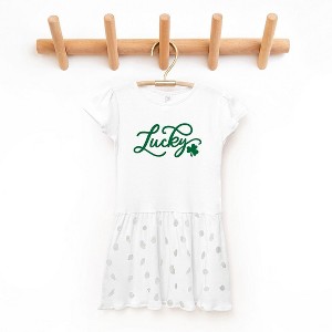 The Juniper Shop Cursive Lucky Clover Toddler Graphic Dress - 1 of 3
