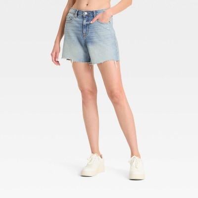Women's Mid-Rise Loose Denim Shorts - Wild Fable™ Light Wash 8