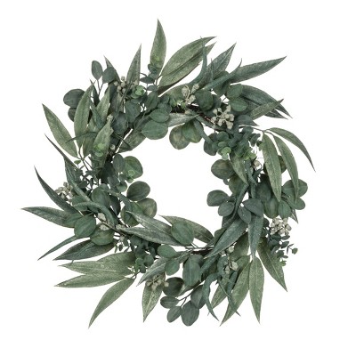 Festive Front Door Eucalyptus Christmas Wreath 18" Artificial