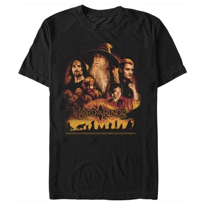 Men's Lord of the Rings Fellowship of the Ring Character Poster T-Shirt