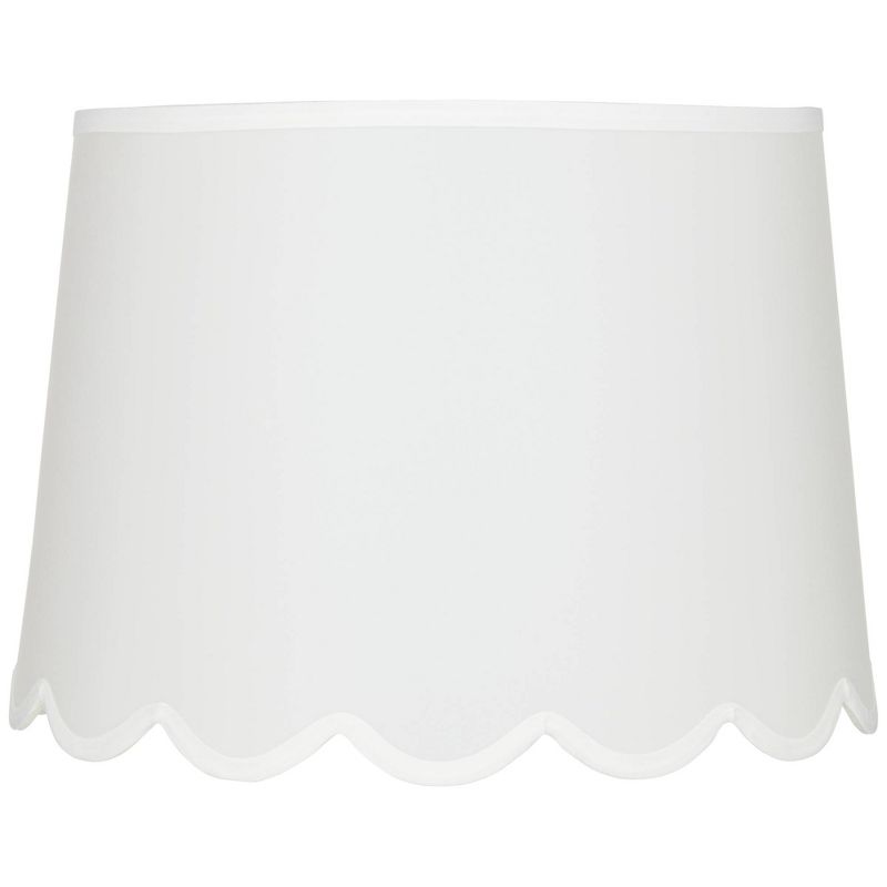 Springcrest Collection Hardback Scallop Empire Lamp Shade White Medium 13" Top x 15" Bottom x 11" High Spider with Replacement Harp and Finial Fitting, 1 of 8