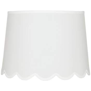 Springcrest Collection Hardback Scallop Empire Lamp Shade White Medium 13" Top x 15" Bottom x 11" High Spider with Replacement Harp and Finial Fitting