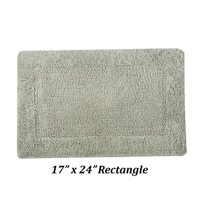 Edge Collection Dark Sage Cotton Tufted Reversible Bath Rug 17" x 24"